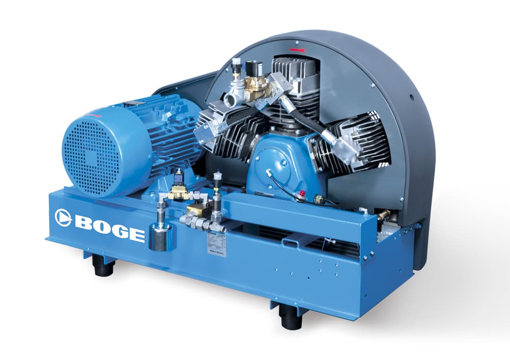 Ein BOGE Kolbenkompressor der oelgeschmiert ist und von SR-Baureihe ist
