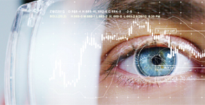 Menschliches Auge mit Datenbrille