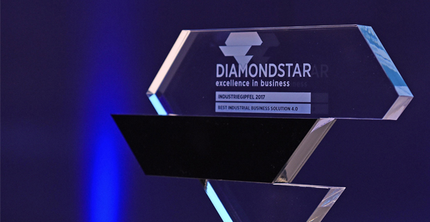 Gläserner Diamondstar Preis auf dunkelblauem Hintergrund